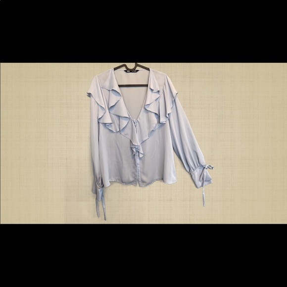 Zara - baby blue blouse - Picture 1 of 2